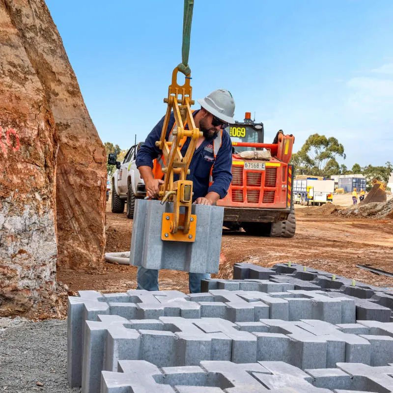 UCBC crew at work on a retaining wall site