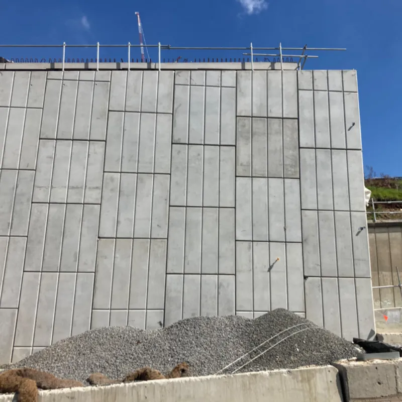 Precast concrete retaining wall units on a UCBC site