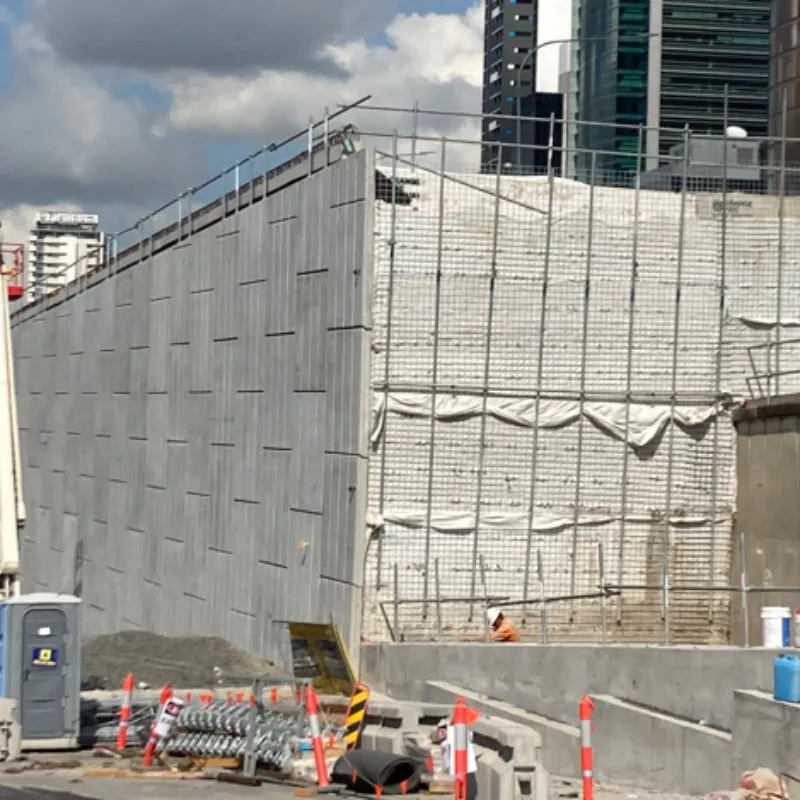 Precast concrete retaining wall units on a UCBC site