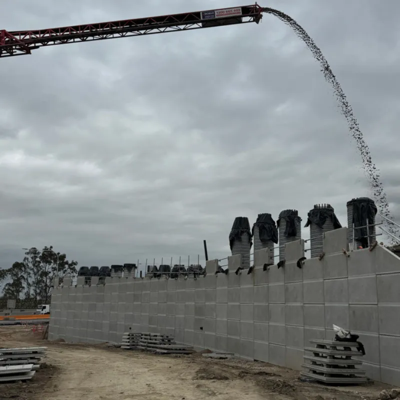 Precast concrete retaining wall units on a UCBC site
