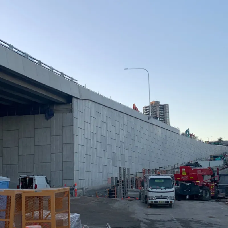 Precast concrete retaining wall units on a UCBC site