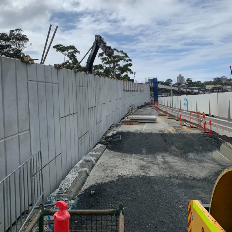 Precast concrete retaining wall units on a UCBC site