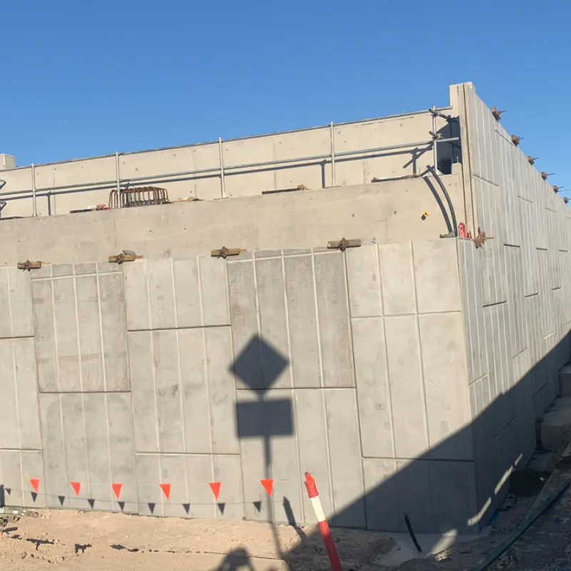 Precast concrete retaining wall units on a UCBC site